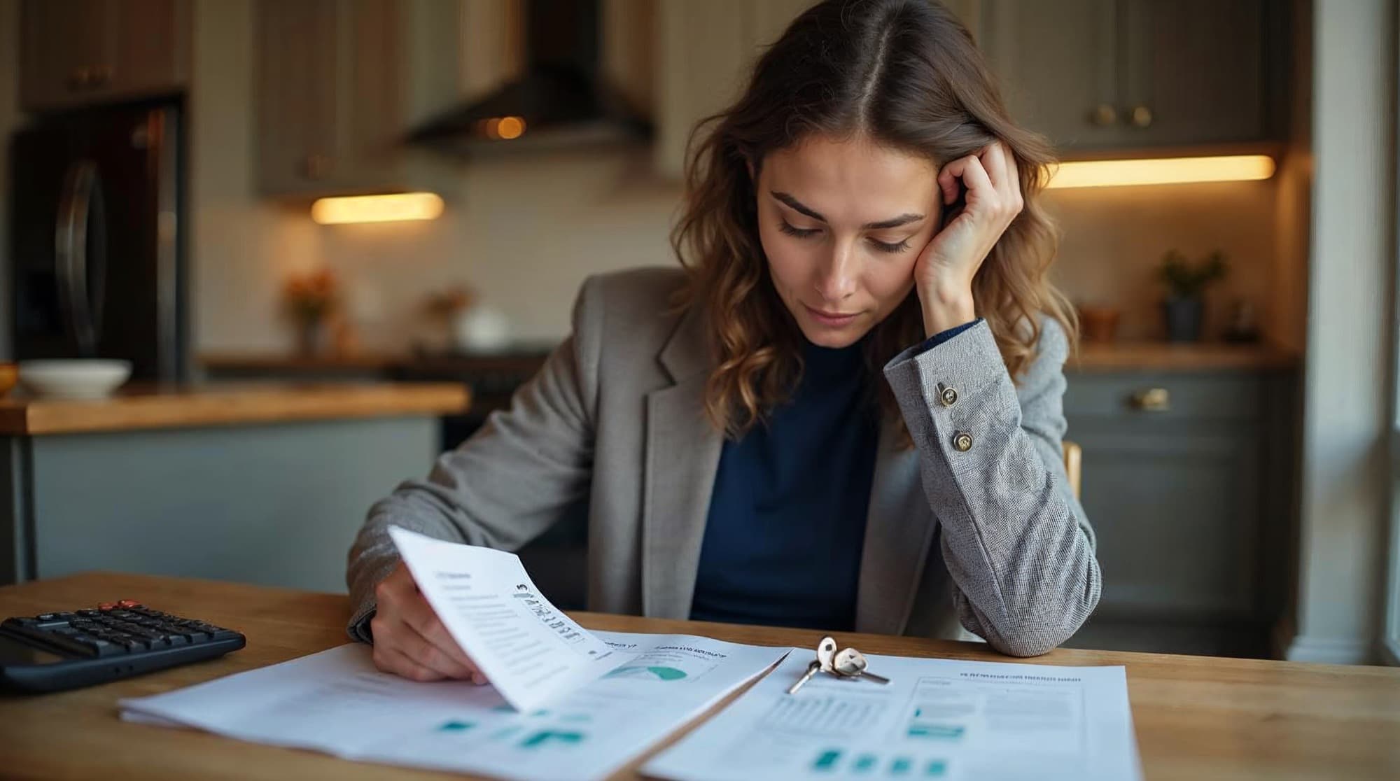 A prospective Nashville homebuyer comparing mortgage and down payment assistance documents at a kitchen table